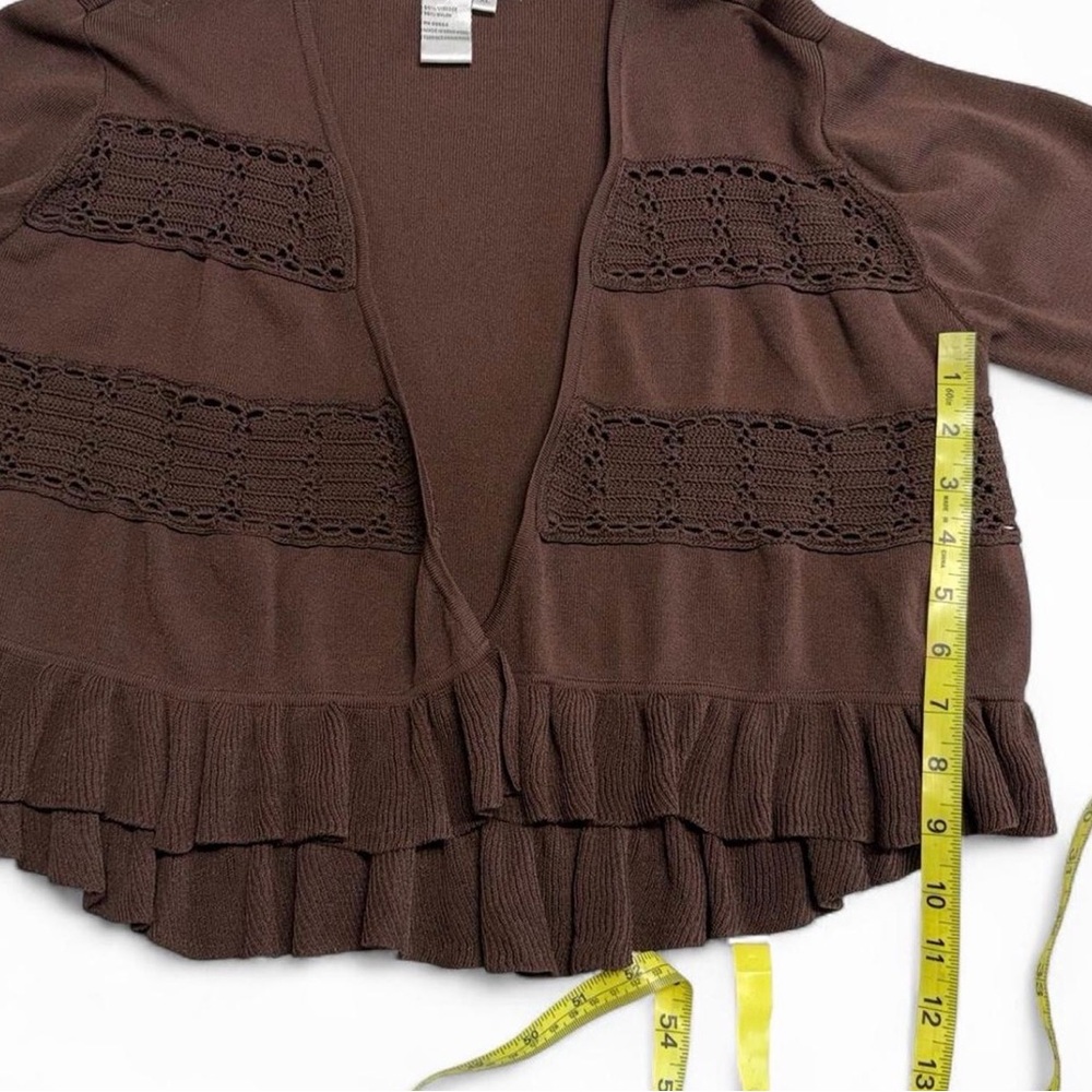 Vintage 90’s Crochet Ruffled Bolero Shrug Cardigan Women’s XL Festival Summer - Picture 5 of 6